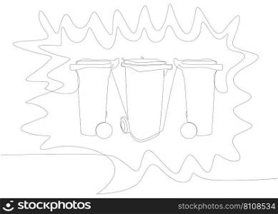 One continuous line of speech bubble with Garbage Bin. Thin Line Illustration vector concept. Contour Drawing Creative ideas.