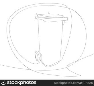 One continuous line of speech bubble with Garbage Bin. Thin Line Illustration vector concept. Contour Drawing Creative ideas.