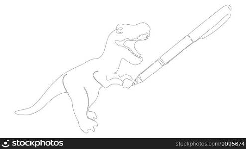 One continuous line of Tyrannosaurus Rex drawn with a pencil, felt tip pen. Thin Line Illustration vector concept. Contour Drawing Creative ideas.