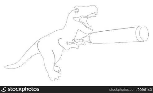 One continuous line of Tyrannosaurus Rex drawn with a pencil, felt tip pen. Thin Line Illustration vector concept. Contour Drawing Creative ideas.