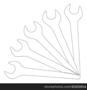 One continuous line of Wrench. Thin Line Illustration vector Work Tool concept. Contour Drawing Creative ideas.
