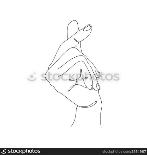 One continuous Valentine single drawing line art doodle hand show heart mini love. Isolated image hand drawn contour on white. concept of romantic.. One continuous Valentine single drawing line art doodle hand show heart mini love. Isolated image hand drawn contour on white. concept of romantic
