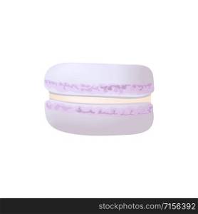 One Cute purple macaroon. Cake macaron with cream. Vector illustration. Culinary, pastry, cake, cookie. For decoration. For blog, web print label tag. Cute purple macaroon. Cake macaron with cream. Vector illustration. Culinary, pastry, cake,