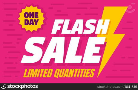 One day flash sale concept banner. Flat illustration of one day flash sale vector concept banner for web design. One day flash sale concept banner, flat style