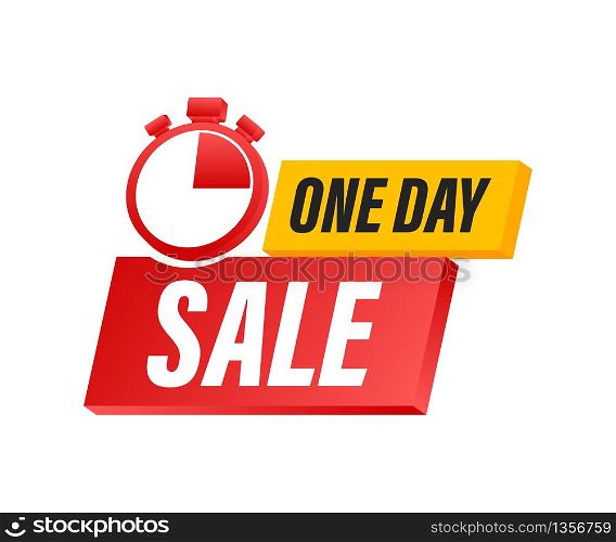 One day Sale banner badge. Sale, price tag. Store label. Special offer badge. Vector stock illustration. One day Sale banner badge. Sale, price tag. Store label. Special offer badge. Vector stock illustration.