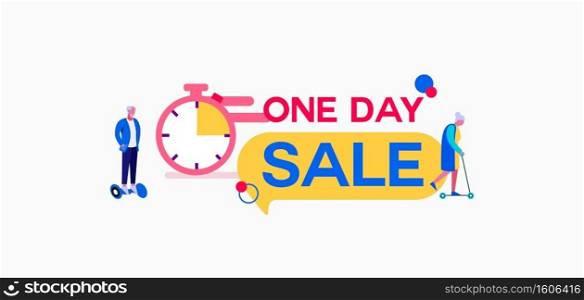 One day sale illustration. Program marketing for attracting customers with discounts and exclusive offers limiting discounts and bargains retail profitable deals in stores and vector markets.. One day sale illustration. Program marketing for attracting customers with discounts and exclusive offers.