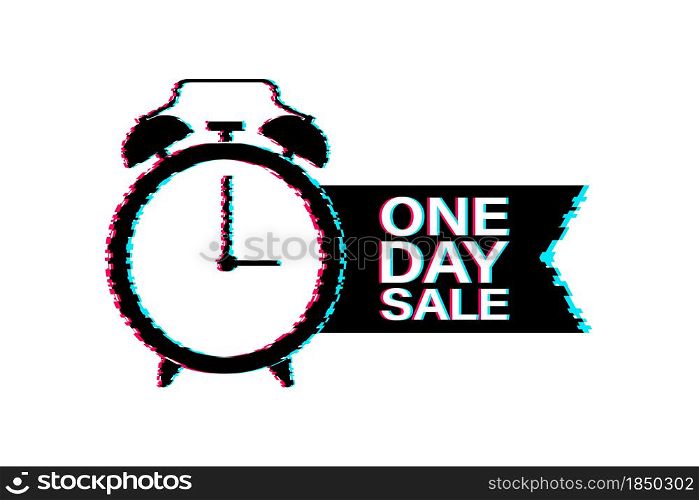 One day Sale. Special offer price sign. Glitch icon. Advertising Discounts symbol. Vector stock illustration. One day Sale. Special offer price sign. Glitch icon. Advertising Discounts symbol. Vector stock illustration.