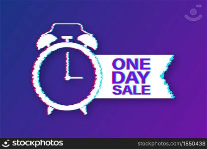 One day Sale. Special offer price sign. Glitch icon. Advertising Discounts symbol. Vector stock illustration. One day Sale. Special offer price sign. Glitch icon. Advertising Discounts symbol. Vector stock illustration.