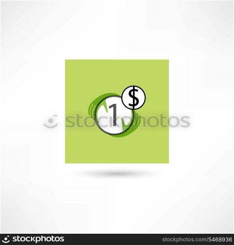One dollar on green background