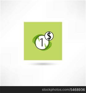 One dollar on green background