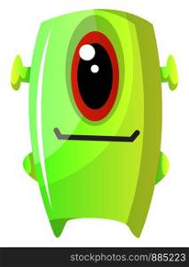 One eyed green monster illustration vector on white background