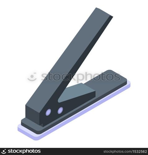 One hole puncher icon. Isometric of one hole puncher vector icon for web design isolated on white background. One hole puncher icon, isometric style