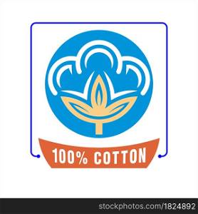 One Hundred Percent Cotton Icon, 100% Cotton Icon, Cotton Flower Icon, Cotton Ball, Cotton Fiber Vector Art Illustration