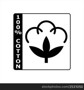 One Hundred Percent Cotton Icon, 100% Cotton Icon, Cotton Flower Icon, Cotton Ball, Cotton Fiber Vector Art Illustration