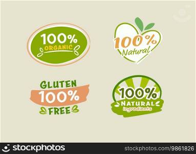 One hundred percent natural labels, Organic food logo collection