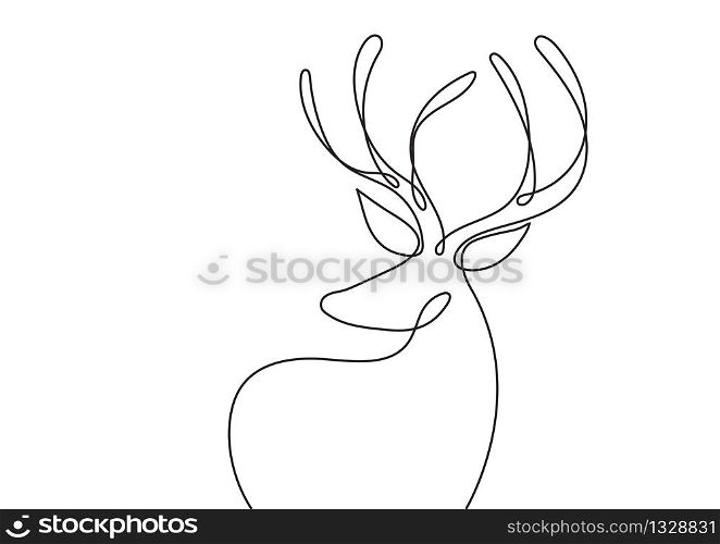 One Line art deer. Abstract modern decoration. Vector illustration. One line drawing. Black and white. Trendy concept for logo