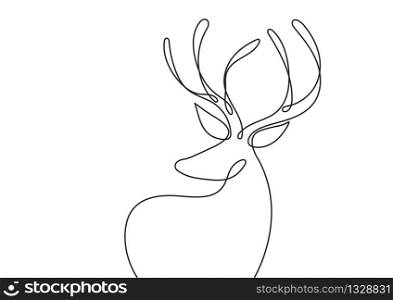One Line art deer. Abstract modern decoration. Vector illustration. One line drawing. Black and white. Trendy concept for logo