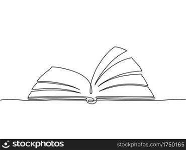 One line book. Outline library books, art sketches teaching supplies. Drawing isolated notebook for university or school. Vector outline book sketch, drawing knowledge literature illustration. One line book. Outline library books, art sketches teaching supplies. Drawing isolated notebook for university or school. Vector background