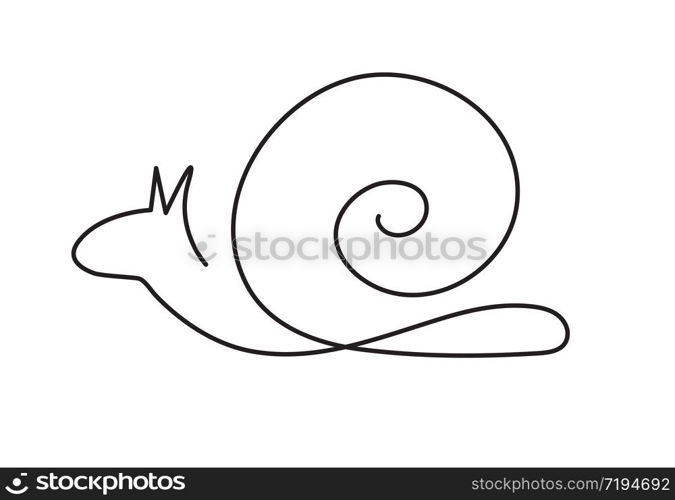 One line design silhouette of snail.hand drawn minimalistic style