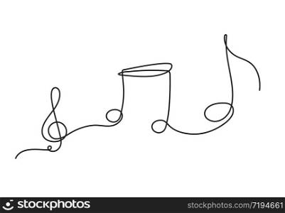 one line drawing of music notes isolated vector object continuous simplicity lineart design of sign and symbols.