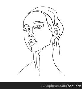 One line face. Linear sketch woman face. Female portrait vector hand drawn illustration outline. One line face. Linear sketch woman face. Female portrait vector hand drawn illustration outline.