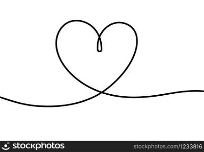 One line heart. Romantic scribble hand drawn illustration for valentines day, cute tattoo with continuous line of heart shape vector decoration drawing concept. One line heart. Romantic scribble hand drawn illustration for valentines day, cute tattoo with continuous line of heart shape vector concept
