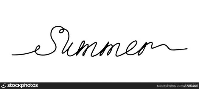 One line lettering of Summer isolated on white background. Vector illustration. One line lettering of Summer isolated on white background.