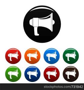 One megaphone icon. Simple illustration of one megaphone vector icons set color isolated on white. One megaphone icons set color vector