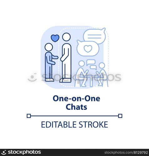 One on one chat light blue concept icon. Individual relationship. Spend time together abstract idea thin line illustration. Isolated outline drawing. Editable stroke. Arial, Myriad Pro-Bold fonts used. One on one chat light blue concept icon