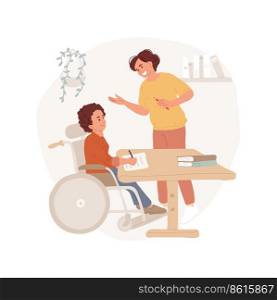 One-on-one support isolated cartoon vector illustration. Professional parents support, one-on-one assistance meeting, education for children with disabilities, private school vector cartoon.. One-on-one support isolated cartoon vector illustration.