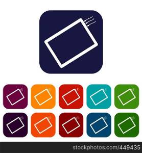 One phone icons set vector illustration in flat style In colors red, blue, green and other. One phone icons set flat