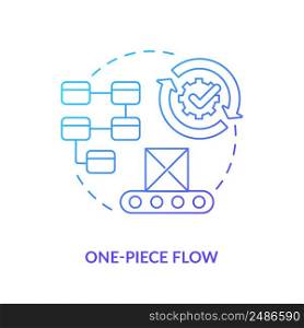 One piece flow blue gradient icon. Continuous production. Machine industry. Lean manufacturing principle abstract idea thin line illustration. Isolated outline drawing. Myriad Pro-Bold font used. One piece flow blue gradient icon