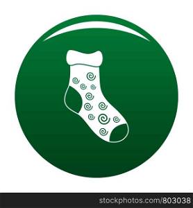 One sock icon. Simple illustration of one sock vector icon for any design green. One sock icon vector green