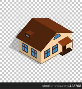 One storey house with porch isometric icon 3d on a transparent background vector illustration. One storey house with porch isometric icon