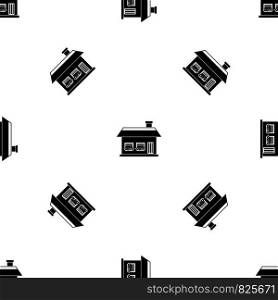 One storey house with two windows pattern repeat seamless in black color for any design. Vector geometric illustration. One storey house with two windows pattern seamless black