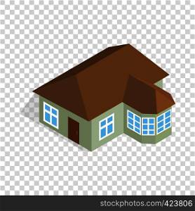 One storey house with veranda isometric icon 3d on a transparent background vector illustration. One storey house with veranda isometric icon