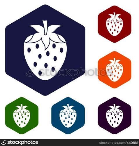 One strawberry berry icons set hexagon isolated vector illustration. One strawberry berry icons set hexagon