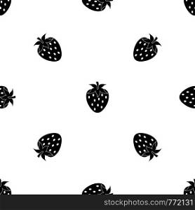One strawberry berry pattern repeat seamless in black color for any design. Vector geometric illustration. One strawberry berry pattern seamless black