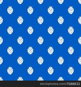 One strawberry berry pattern repeat seamless in blue color for any design. Vector geometric illustration. One strawberry berry pattern seamless blue
