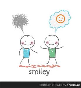 one thinks about smileys, the other person sad