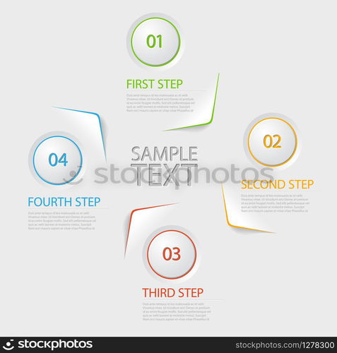 One two three four - colorful flat vector progress icons for four steps