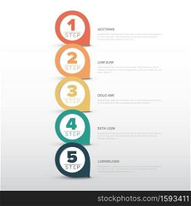 One two three four five - vector progress template with five steps and description - vertical version