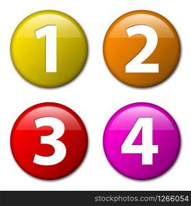 One two three four - vector badges with numbers - progress icons with four steps