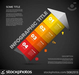One two three four - vector colorful arrow progress steps template with descriptions and icons - diagonal direction version