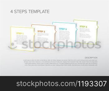 One two three four vector progress template for four steps or options on the 3d square blocks. Four vector square blocks template for progress steps