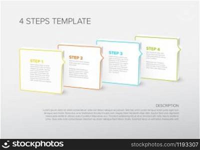 One two three four vector progress template for four steps or options on the 3d square blocks. Four vector square blocks template for progress steps