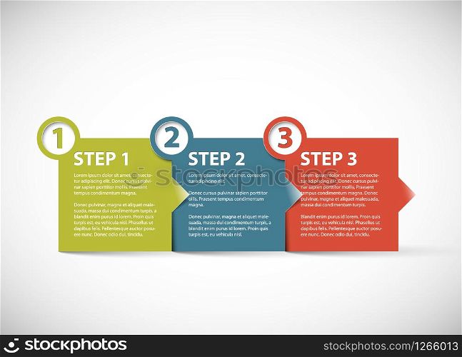 One two three - vector paper retro progress steps for tutorial