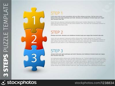 One two three - vector progress icons / template for three steps. Three steps puzzle template