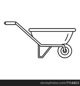 One wheel barrow icon. Outline one wheel barrow vector icon for web design isolated on white background. One wheel barrow icon, outline style