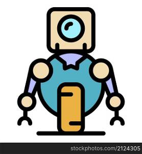 One wheel robot icon. Outline one wheel robot vector icon color flat isolated. One wheel robot icon color outline vector